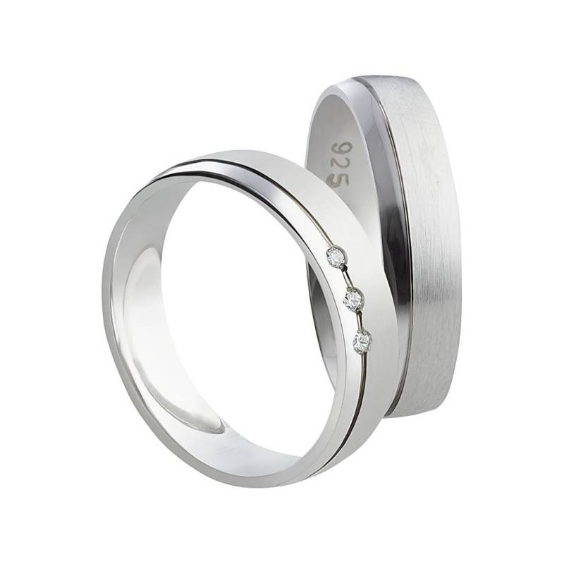 925 Silberringe Paar Ehering Verlobungsringe Antragsringe Trauring Hochzeitsring Wedding Rings Engagement Zirkonia von SchmuckDepot