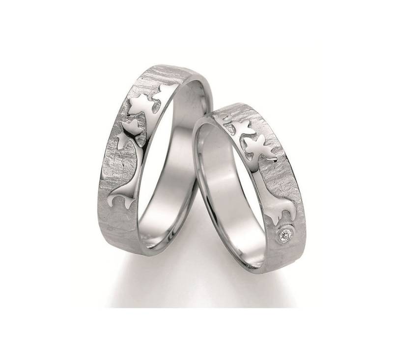 Paar Eheringe Verlobungsringe Partnerringe Hochzeitsringe Trauringe Antragsringe Aus 925 Silber Mit Diamant 0, 0250 Ct W-Si Silberringe von SchmuckDepot