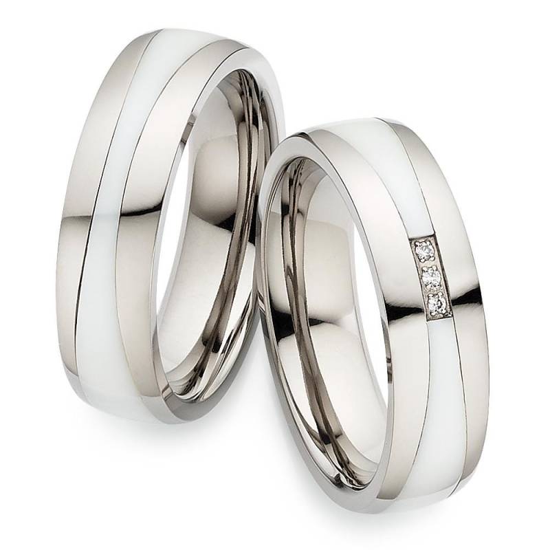 Paar Ringe Eherige Trauringe Partnerringe Verlobungsring Hochzeitsringe Antragsringe Moderne Titan Keramik Zirkonia Freundschaftsringe von SchmuckDepot