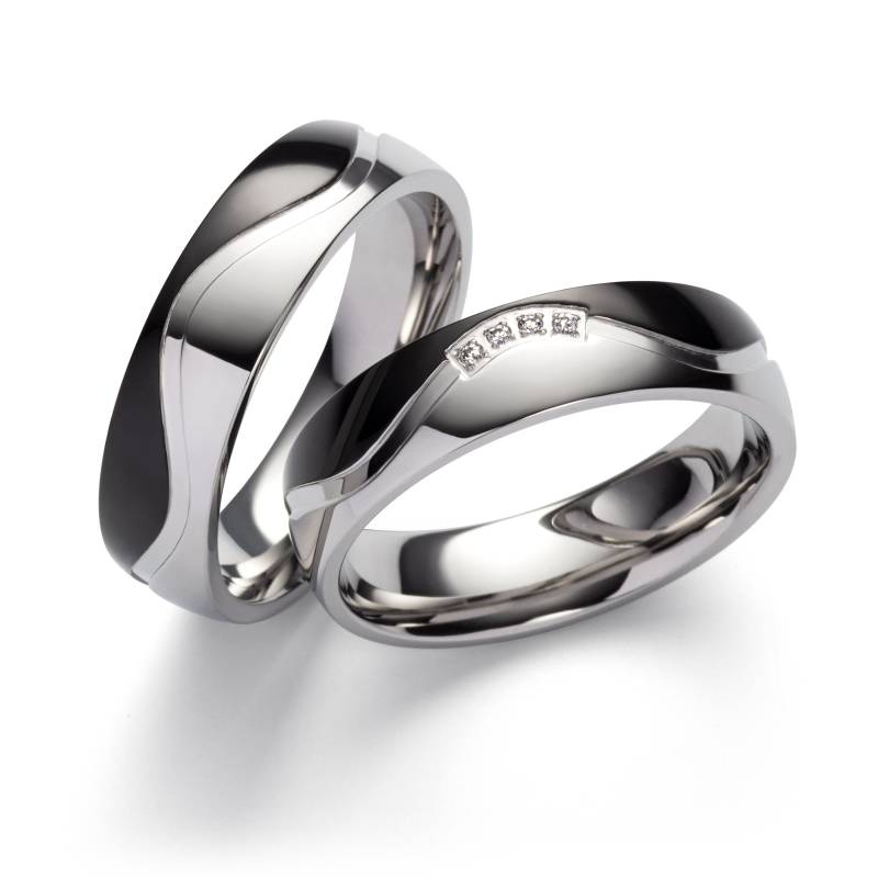 Ringe Freundschaftsringe Partnerringe Verlobungsring Antragsring Hochzeitsringe Eheringe Aus Edelstahl - Farbe Silber Schwarz Mit Gravur von SchmuckDepot