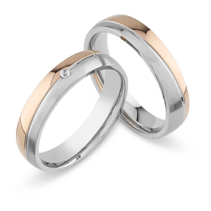 Ring Freundschaftsringe Partnerringe Verlobungsring Antragsring Hochzeitsringe Aus Edelstahl - Farbe Silber Rose Mit Gravur von SchmuckDepot