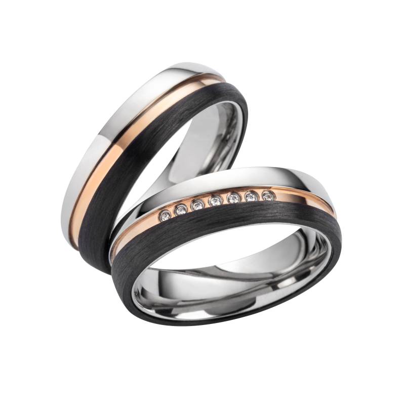 Partnerringe Eheringe Trauringe Verlobungsring Aus Titan Und Carbon Mit Zirkonia Wedding Rings Engagement Antragsringe von SchmuckDepot