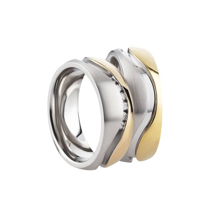 Ring Edelstahlrige Partnerringe Freundschaftsring Verlobungsring Ehering Mit Zirkonia Und Gravur von SchmuckDepot