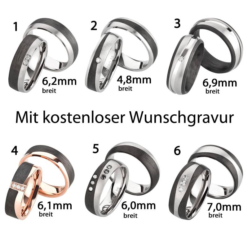 Ringe Aus Titan Carbon Mit Diamant Ehering Verlobungsringe Antragsringe Trauring Hochzeitsring Wedding Rings Engagement Diamond von SchmuckDepot