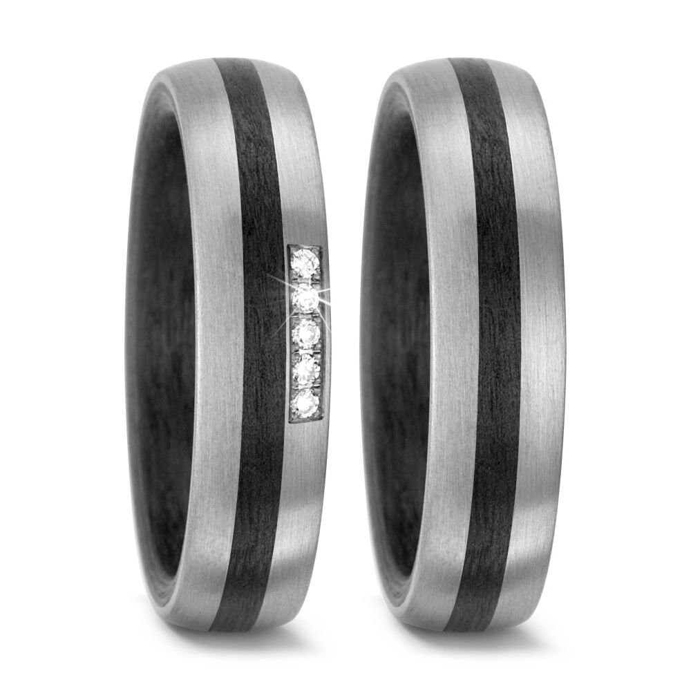 Titan Carbonring Mit Zirkonia Ehering Verlobungsringe Antragsringe Trauring Hochzeitsring Wedding Rings Engagement von SchmuckDepot