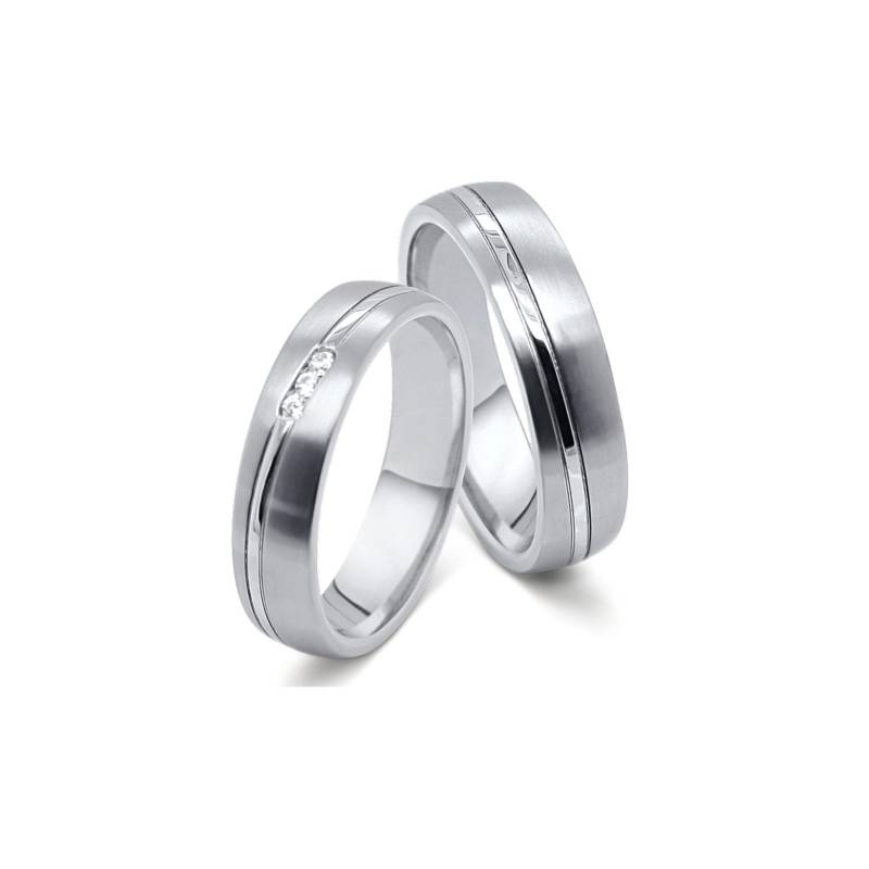 Titan & Edelstahl Mit Zirkonia Paar Ehering Verlobungsringe Antragsringe Trauring Hochzeitsring Wedding Rings Engagement von SchmuckDepot