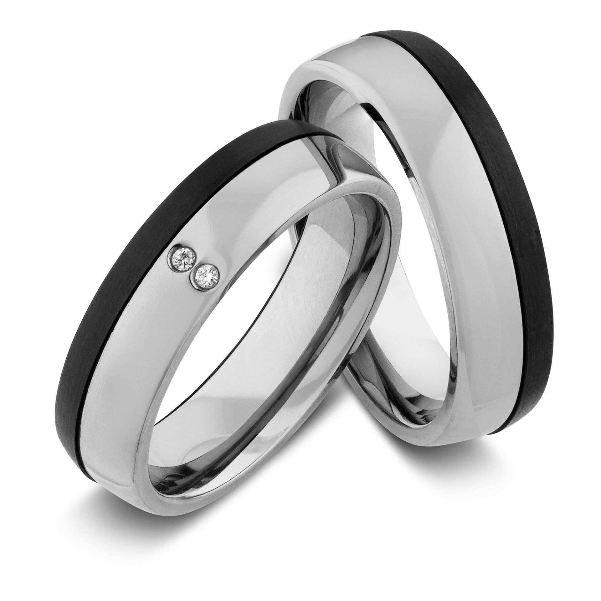 Trauringe, Titan Carbon, Diamant | 0, 020 Ct W/Si, Partnerringe, Eheringe , Hochzeitsring Wedding Rings Engagement Diamond von SchmuckDepot