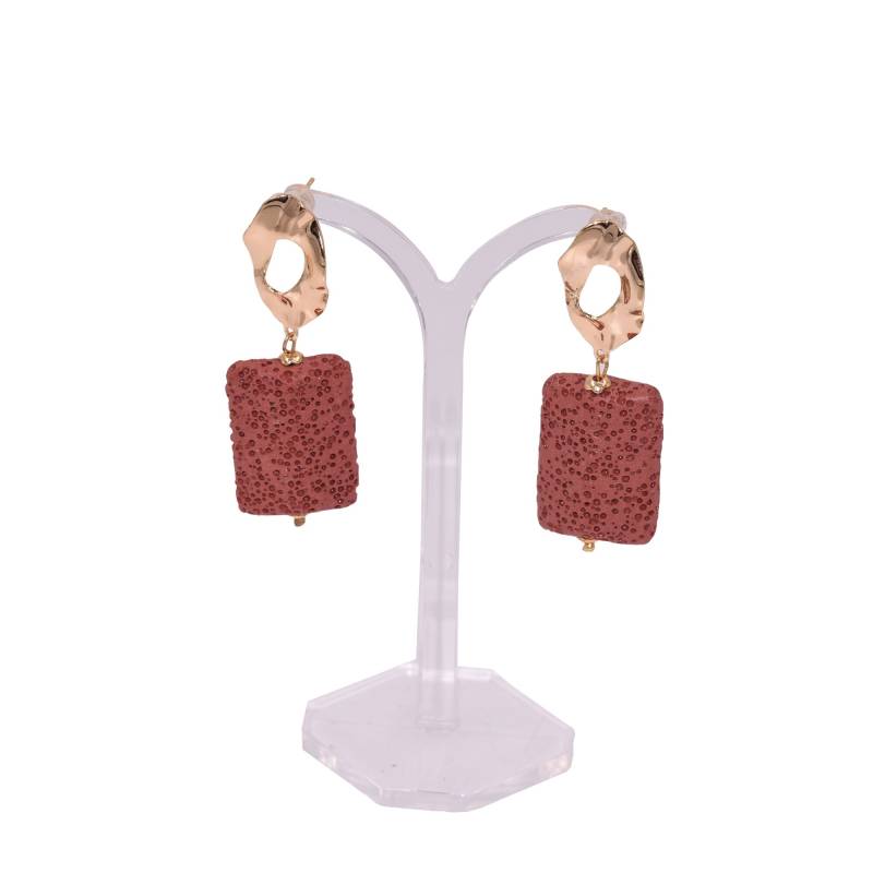 Edelsteinohrringe Aus Lava in Rot, Baumel Hänge Ohrringe 18K Vergoldet von SchmuckDesignByEmma