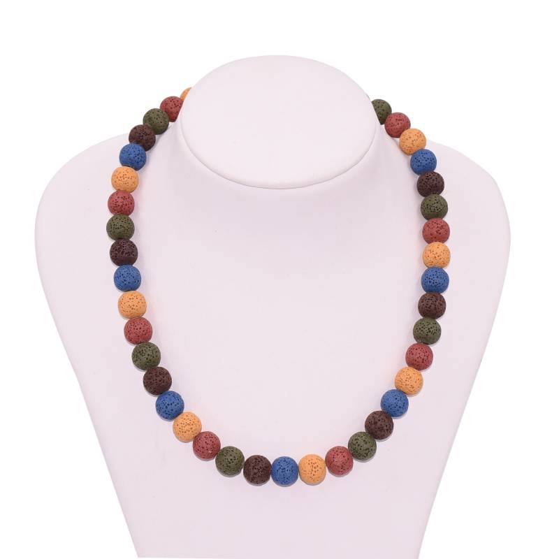 Multifarbenes Rundes Lava Stein Collier Multifarbenes Rundes Lava Stein Collier von SchmuckDesignByEmma