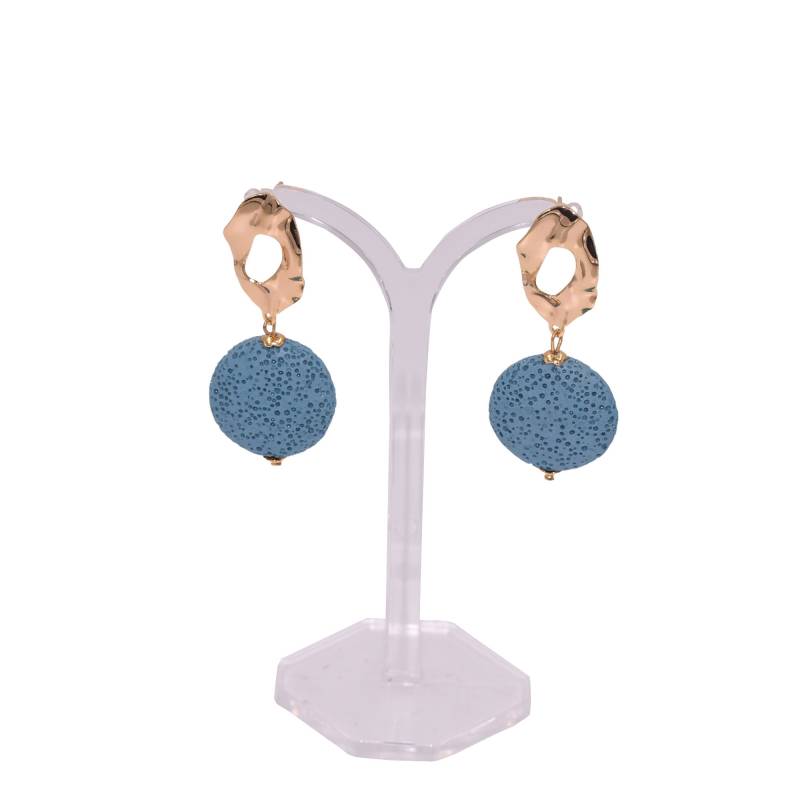 Runde Vergoldete Blaue Lava Ohrringe Runde Vergoldete Blaue Lava Ohrringe von SchmuckDesignByEmma