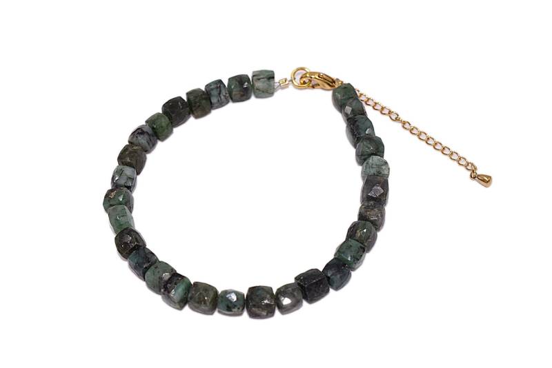 Smaragdgrünes Armband Facettiert Aus Smaragd, Smaragdgrün Würfel, Karabiner Vergoldet 18 K von SchmuckDesignByEmma