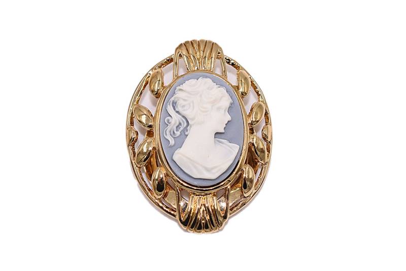 Vintage Schalclip Mit Frauenkopf; 14 K Vergoldung von SchmuckDesignByEmma