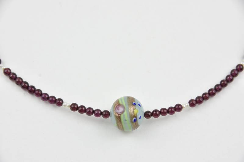 Granatkette Muranoglaskugel von SchmuckEitzenberger