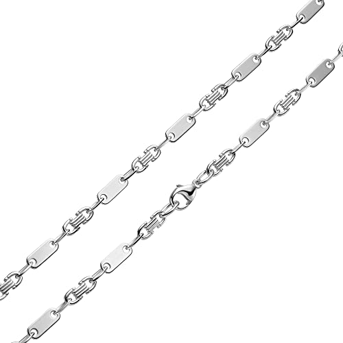 Plattenkette 6mm 925 Silber massiv - Länge Wählbar - Collier Halskette oder Armband - Plättchenkette - Steigbügelkette (50) von SchmuckForever