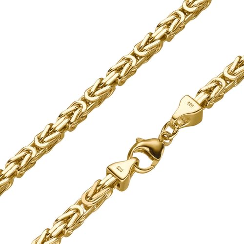 SchmuckForever Vergoldete 5mm Königskette 925 Silber massiv - Länge Wählbar - Gold Vergoldet - Collier Halskette oder Armband (24) von SchmuckForever