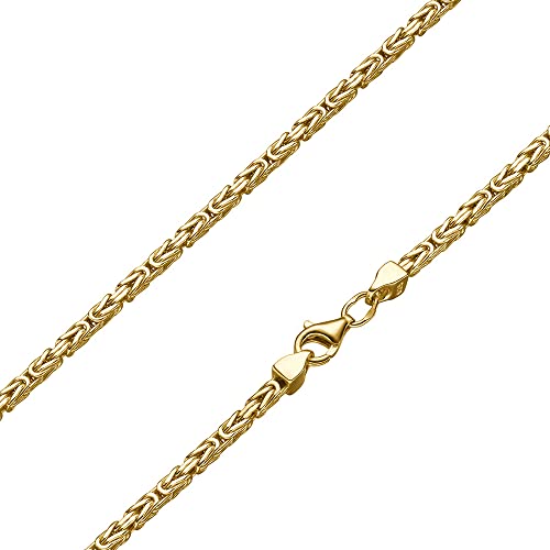 SchmuckForever Vergoldete 2,2mm Königskette 925 Silber massiv - Länge Wählbar - Vergoldet - Collier Halskette oder Armband (19) von SchmuckForever