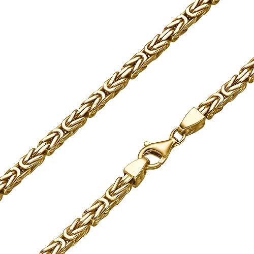 SchmuckForever Vergoldete 4mm Königskette 925 Silber massiv - Länge Wählbar Gold Vergoldet Collier Halskette oder Armband (50) von SchmuckForever