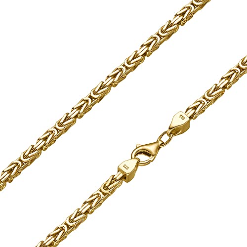 SchmuckForever Vergoldete Königskette 3mm 925 Silber massiv - Länge Wählbar Vergoldet Collier Halskette oder Armband (50) von SchmuckForever