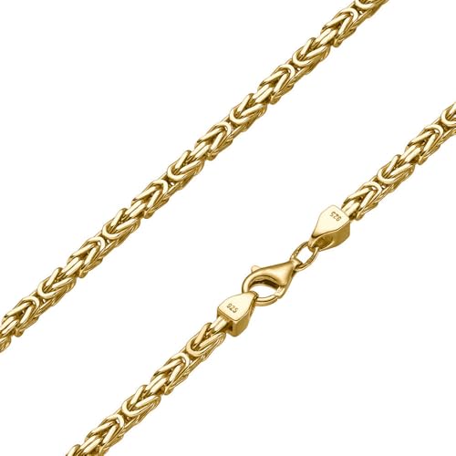 SchmuckForever Vergoldete Königskette 3mm 925 Silber massiv - Länge Wählbar - Vergoldet - Collier Halskette oder Armband (65) von SchmuckForever