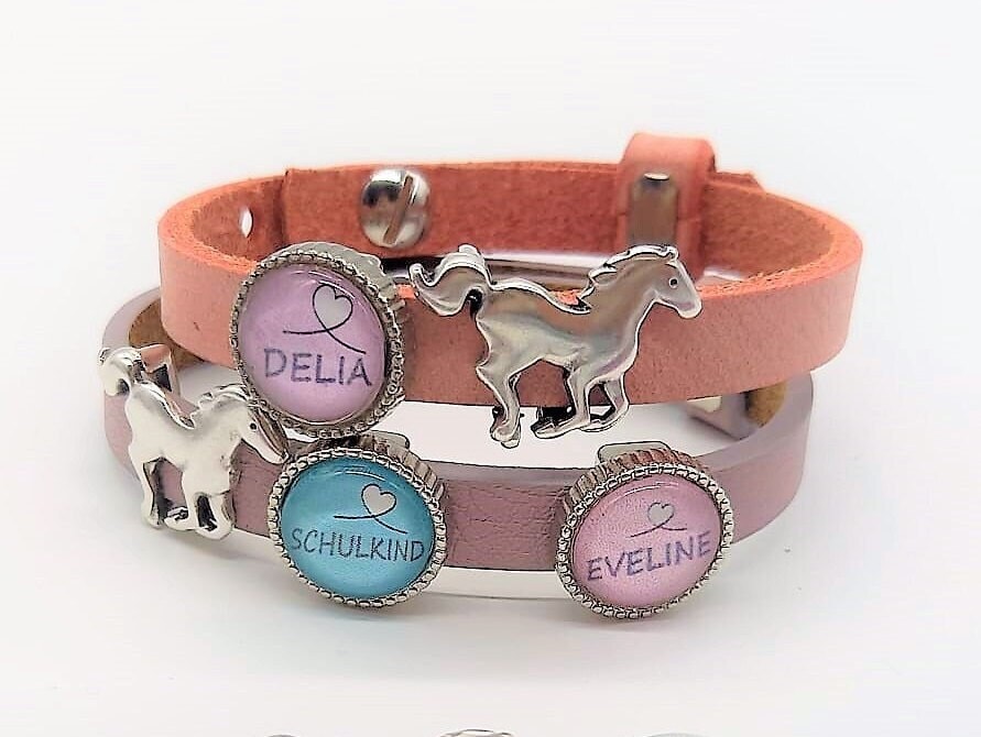 Einschulungs Geschenk | Personalisiertes Lederarmband Schulkind Pferd Namensarmband Namensgeschenk Schulanfang von SchmuckKitchen