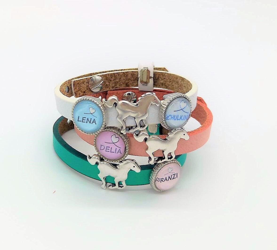 Personalisiertes Geschenk Schultüte | Namensarmband Schulkind Einschulung Lederarmband Pferdemädchen Pferd von SchmuckKitchen