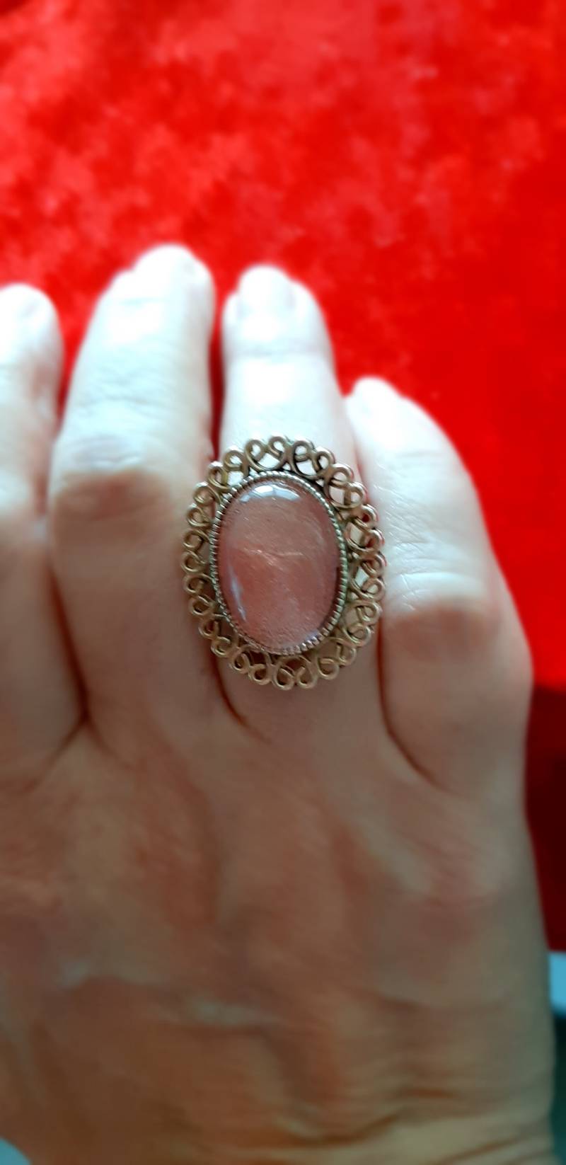 1 Ring Versilbert Mit Einem Halbedelstein in Rose 1 Ring Versilbert Mit Einem Halbedelstein in Rose von SchmuckKram