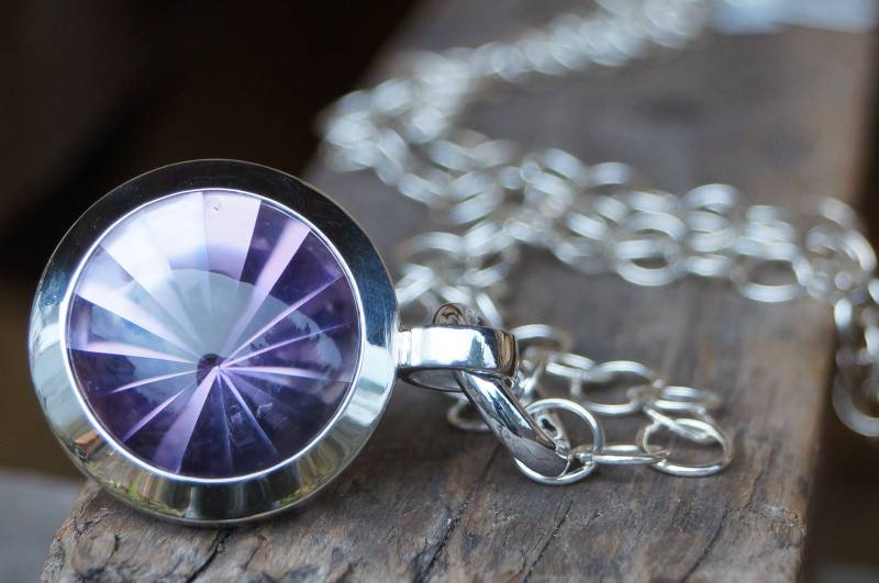 Amethyst Anhänger Bufftop Schliff 24mm Silber 925/ - An Silber-Kette Große Ösen Mit Modul Amethyst Anhänger Bufftop Schliff 24mm Silber 925/ - An Silber-Kette Große Ösen Mit Modul von SchmuckManufakturDE