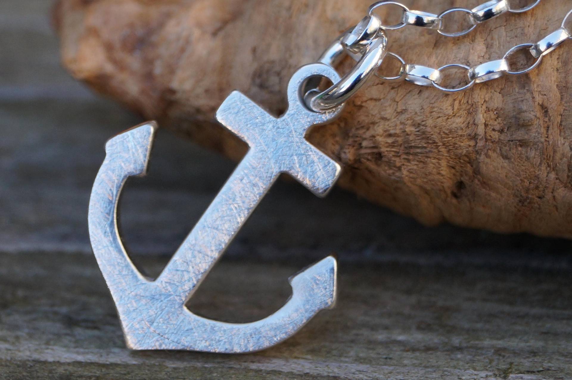 Anhänger Anker in Silber Mit Silberkette Ankerkette Ovale Glieder 70cm von SchmuckManufakturDE