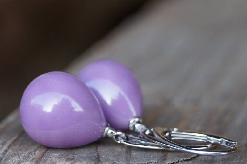 Etwas Besonderes Wunderschöne Ohrhänger Silber Rhodiniert Heterosit Polierte Tropfen von SchmuckManufakturDE