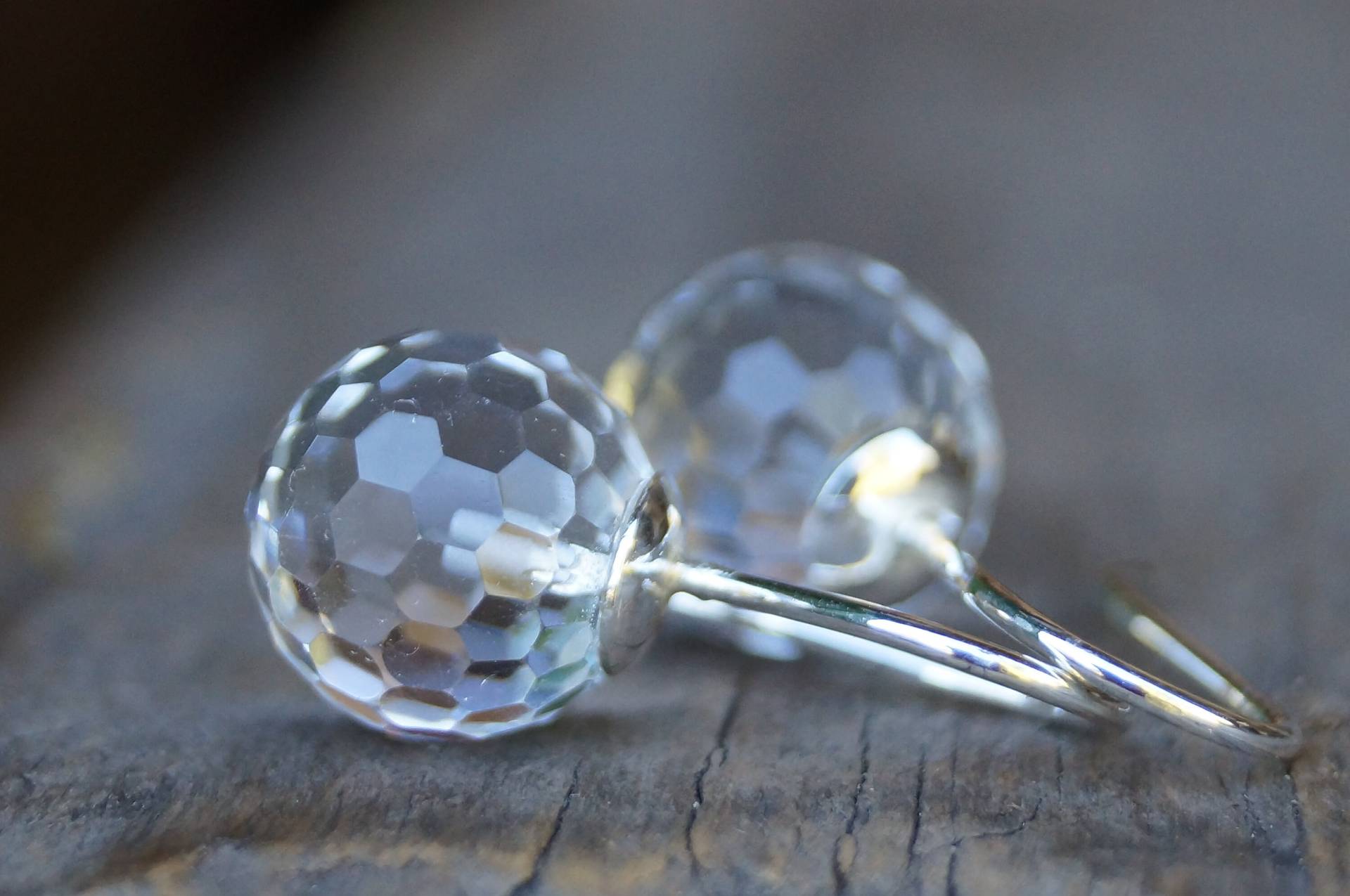 Ohrhänger Silber, Bergkristall-Kugeln Facettiert 10mm von SchmuckManufakturDE