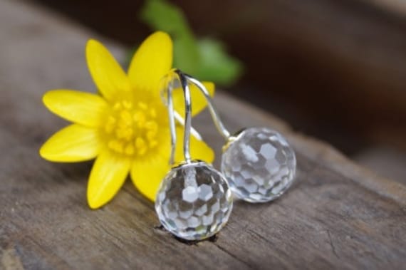 Ohrhänger Silber, Bergkristall-Kugeln Facettiert 8mm von SchmuckManufakturDE