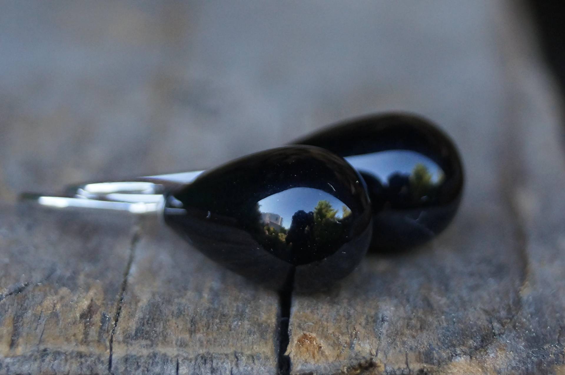 Ohrhänger Silber Onyx Poliert Tropfen 15x10mm von SchmuckManufakturDE