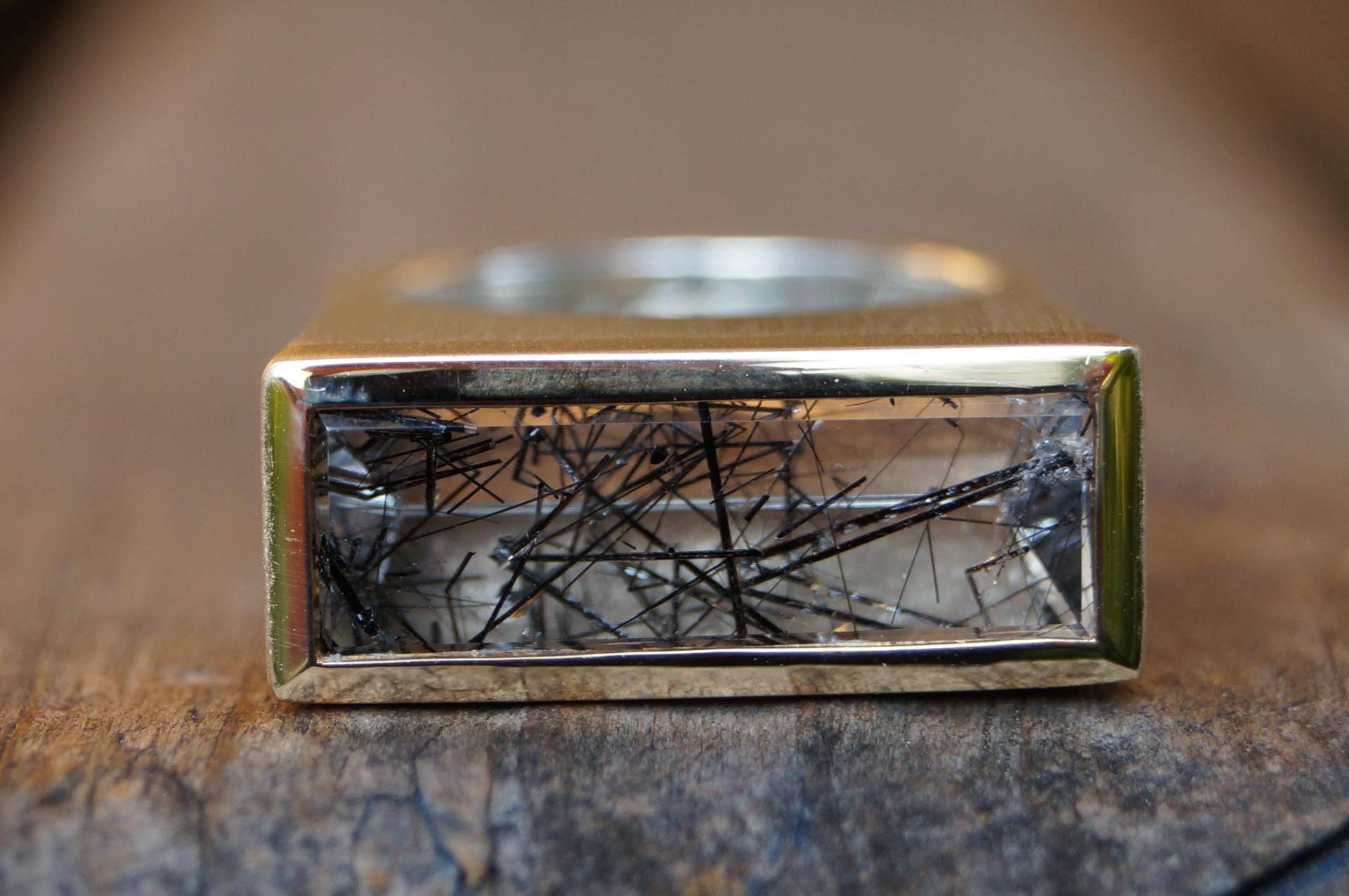 Turmalin-Quarz-Ring Silber Statement-Ring Eckig Gold 750/ von SchmuckManufakturDE