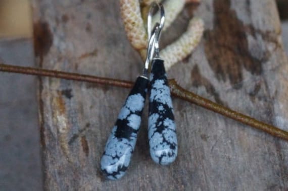 Wunderschöne Ohrhänger , Schneeflockenobsidian von SchmuckManufakturDE