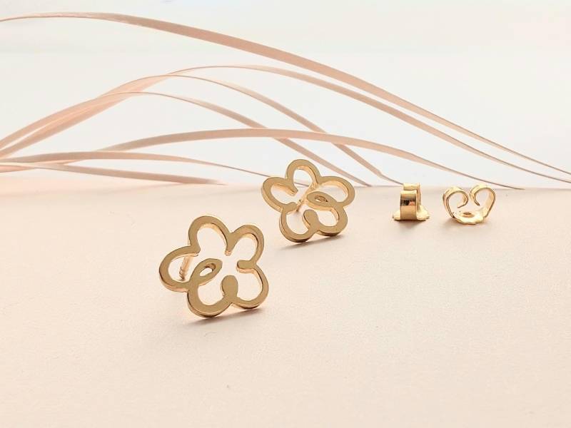 Kleine Ohrstecker, Silber Vergoldet, Blümchen, "Lilli"(L, Minimalistisch Pur von SchmuckSpecials