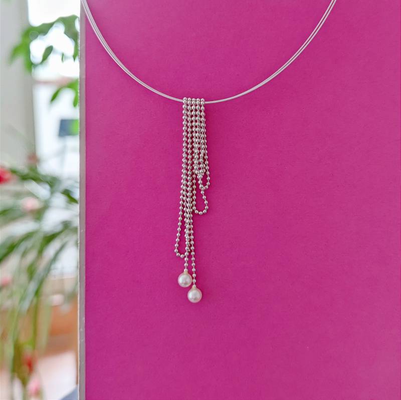 Kugelkettchen, Anhänger, Silber, Perlen Mit Halsreif Kugelkettchen, Anhänger, Silber, Perlen Mit Halsreif von SchmuckSpecials