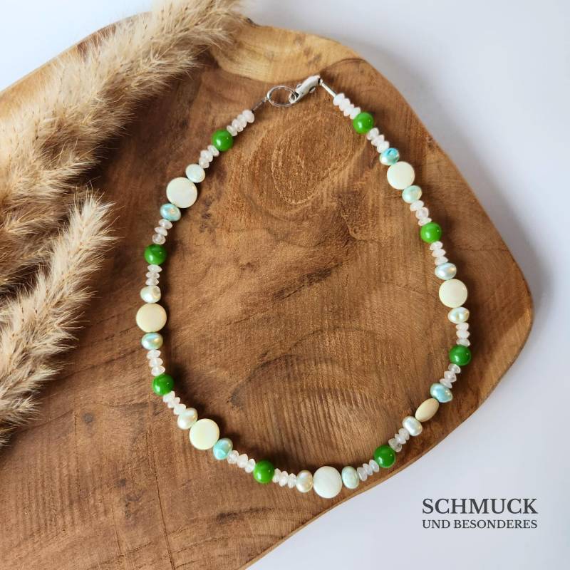 Halskette Süßwasserperlen, Bergkristall, Achat | Kristall Kette Perlen Frau Schmuck Perlenkette von SchmuckUndBesonderes