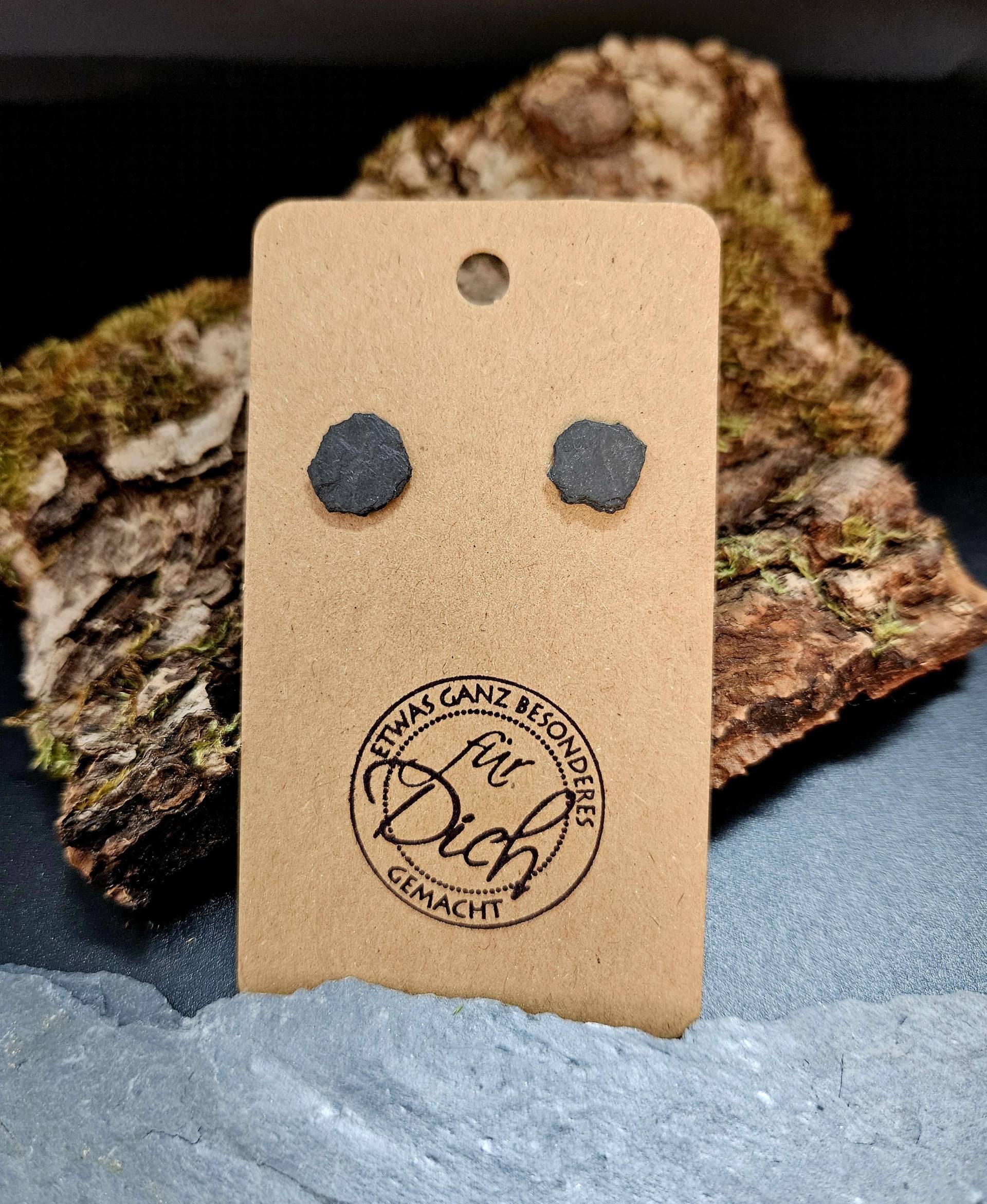 Ohrstecker Aus Schiefer, Ohrringe Naturstein Anthrazit, Schmuck Stein Und Edelstahl, Elegante Ohrringe, Naturschmuck Für Naturliebhaber von SchmuckZumVerlieben
