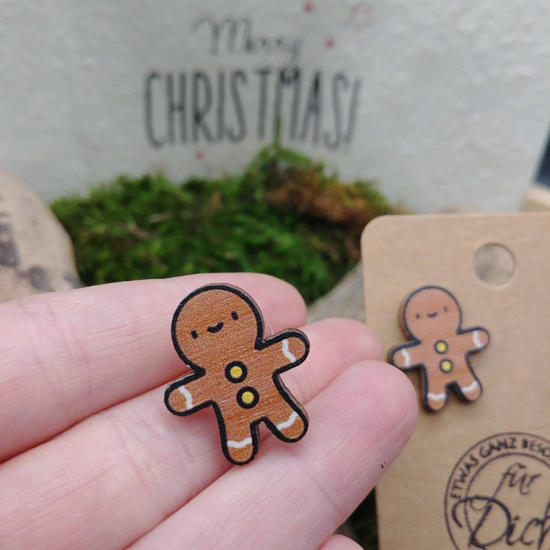 Weihnachtsohrringe Lebkuchenmann, Witzige Holz Ohrstecker, Schmuck Weihnachtsoutfit, Geschenk Für Sie Zu Weihnachten, Wichtelgeschenk von SchmuckZumVerlieben