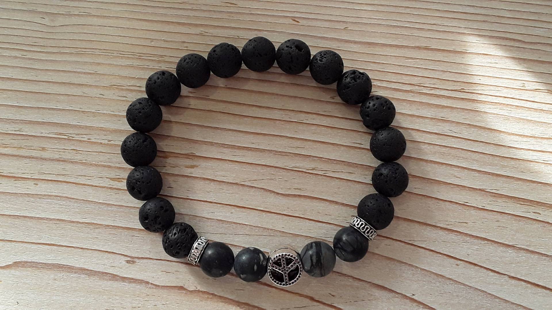 Herren-Armband Lava // Picassojaspis Matt Geschliffen/Versilbertes Metall von SchmuckatelierD