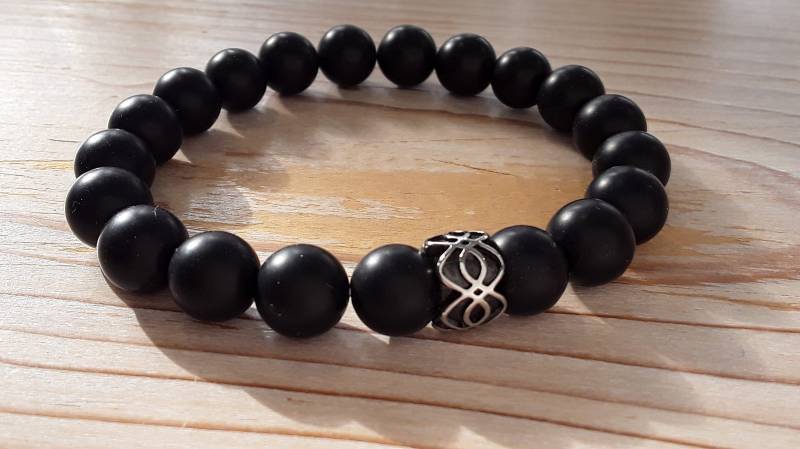 Herren-Armband Onyx // Matt Geschliffen/Edelstahl von SchmuckatelierD