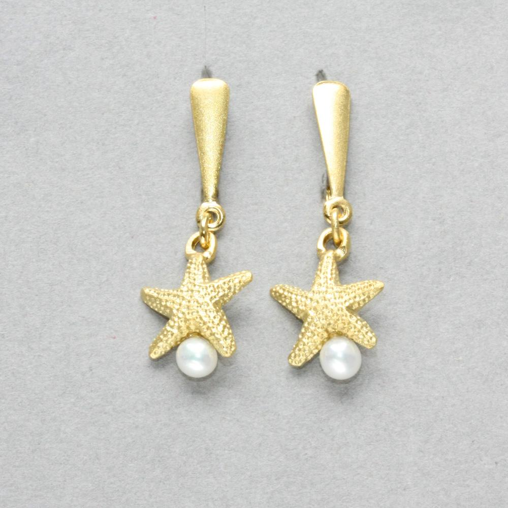 Handgemachte Seestern Ohrringe Mit Echter Perle, 925Er Sterlingsilber, Maritime Eleganz Für Jeden Tag von Schmuckbrise