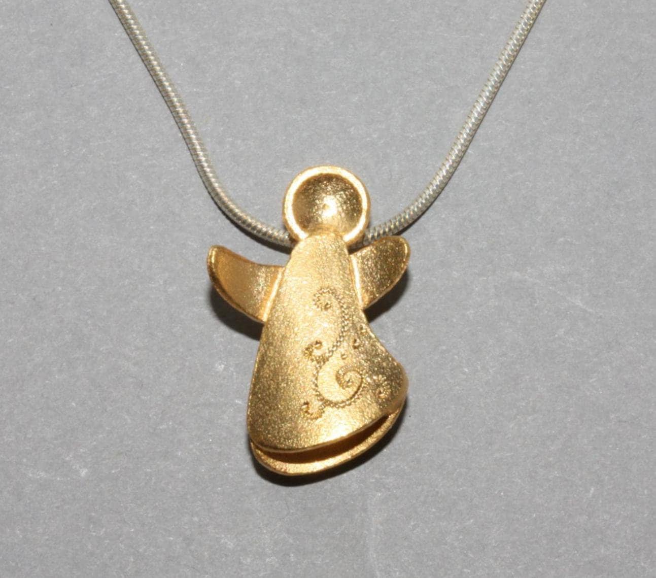 Schutzengel Mit Ranke, 2cm, 925Silber Goldplattiert | Ohne Kette von Schmuckbrise