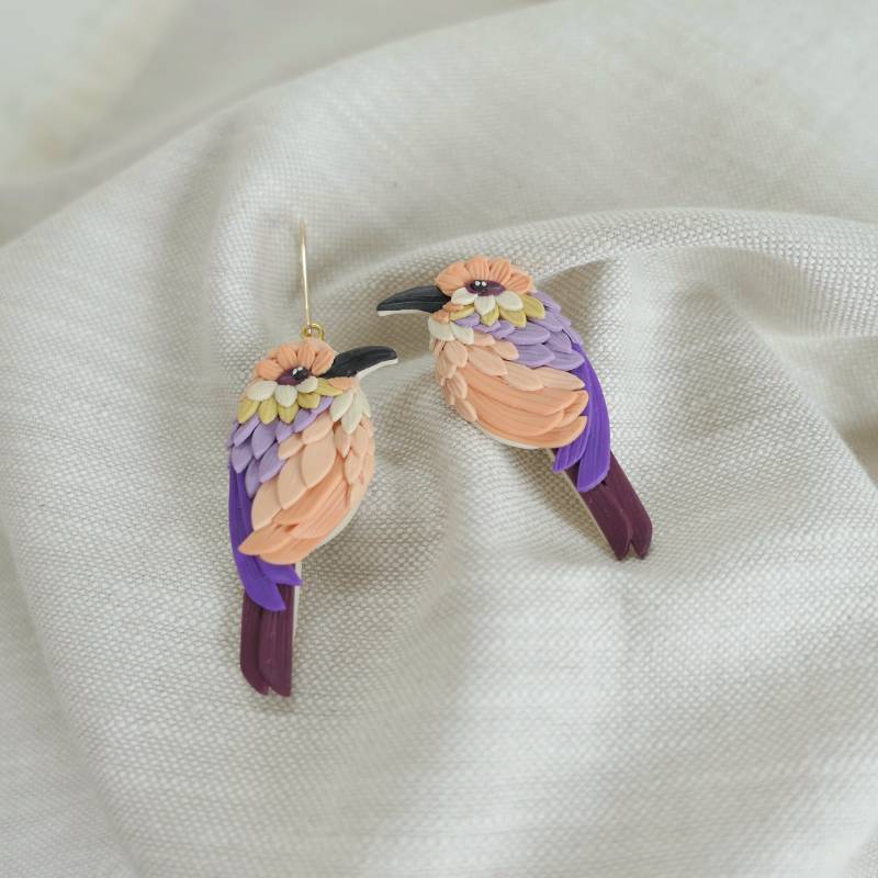 Vogel Ohrringe in Verschiedenen Farben, Handgefertigte S925 Sterling Silber Ohrstecker Und Edelstahl Ohrhacken von Schmuckbynatalier