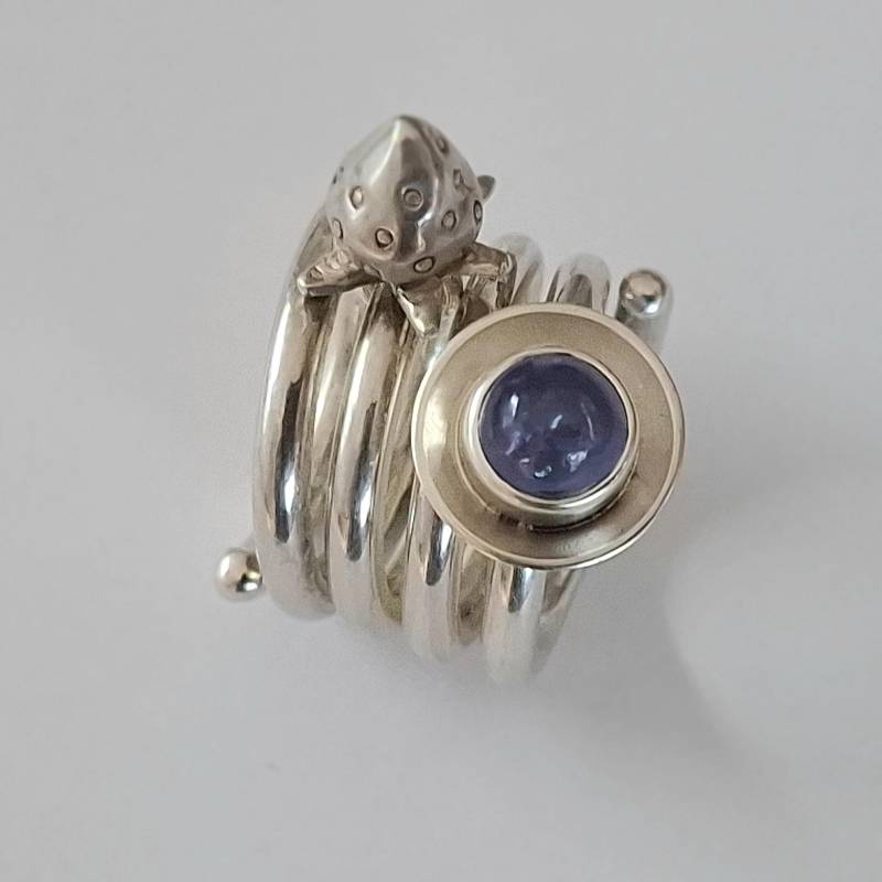 Breiter Basis Silberring Mit Echter Wechselperlenset Von Frank Schwope, Perle Weiß, Solitär-Ring, Anhänger, Halsreif, Grau, Unikat von SchmuckdesignSchwope