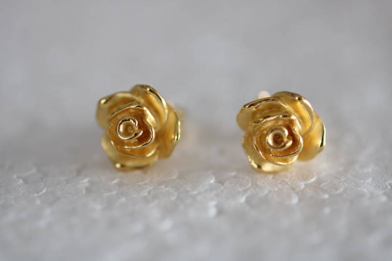 Rosenohrstecker Aus Massiven Silber/Feingoldplattiert Von Frank Schwope von SchmuckdesignSchwope