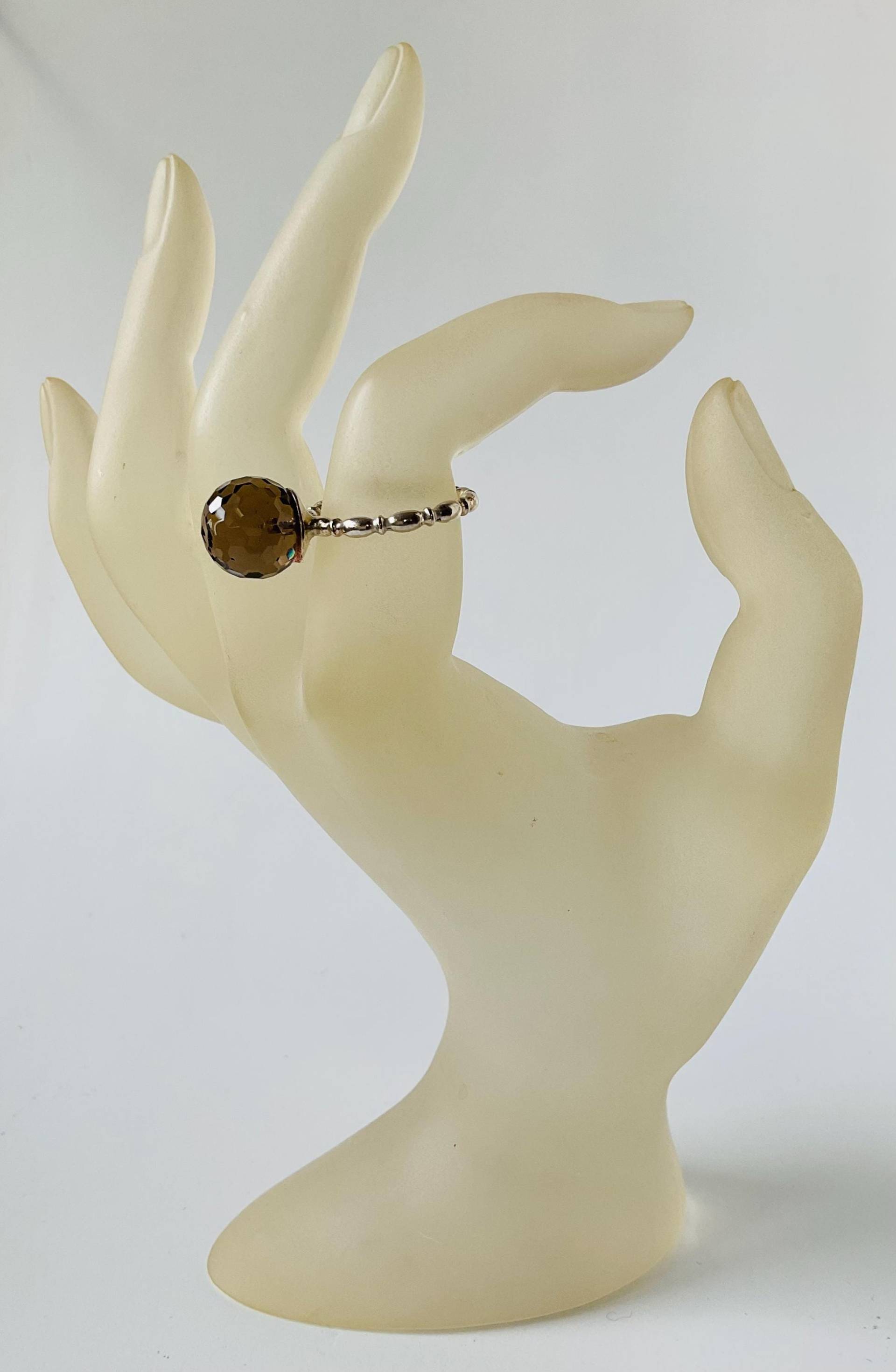 Handangefertigter Stapelring in 925Er Silber Mit Rauchquarz Kugel Artikelnummer Rs009 von Schmuckeideen