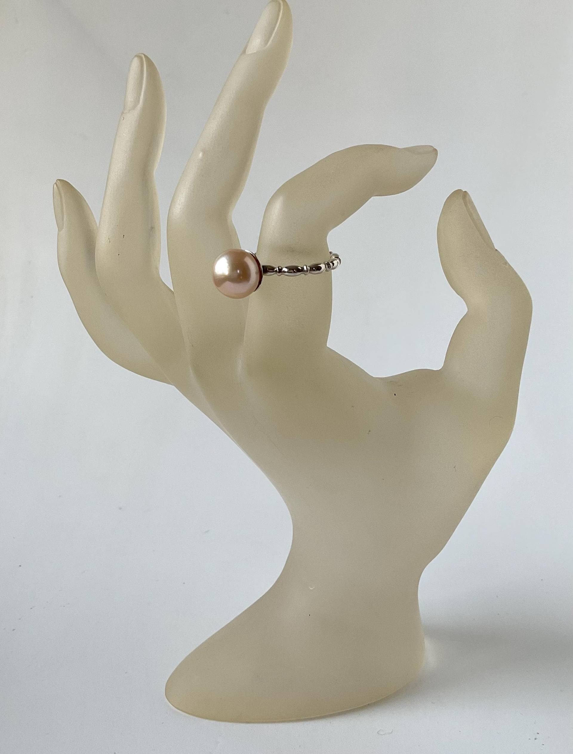 Ring Mit Echt Perle /Natürliche Farbe Lachs in Silber Stapelring Artikelnummerrs0012 von Schmuckeideen