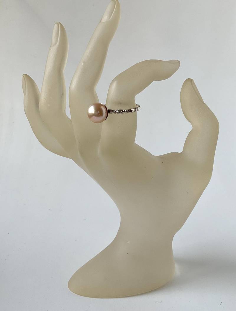 Ring Mit Echt Perle /Natürliche Farbe Lachs in Silber Stapelring Artikelnummerrs0012 von Schmuckeideen