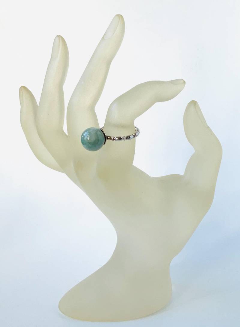 Ring in 925Er Silber Mit Jade /stapelring Artikelnummer Rs0011 von Schmuckeideen